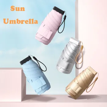 Складной карманный зонт двойного назначения, 6 ребер, шестикратный зонт от солнца и дождя, зонты для леди, Солнцезащитный крем, защита от ультрафиолета UPF 50+