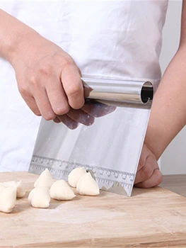 Скребок для теста из нержавеющей стали с измерительной шкалой Измельчитель для пиццы Многоцелевой Нож для разделения торта и хлеба