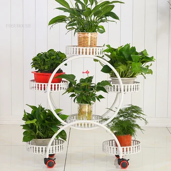 Современные минималистичные полки для растений из кованого железа для гостиной, подставки для растений на балконе, многослойная подставка для цветов, домашняя стойка