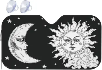 Солнцезащитный козырек на лобовое стекло, черный, Белый, Астрологический, Ведьмовская Луна, солнцезащитный козырек на переднее стекло автомобиля, солнцезащитный козырек, УФ-козырек, Выдвижной Автомобильный