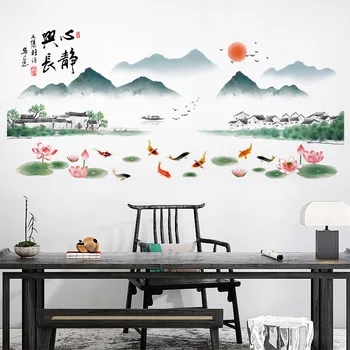 Старинные наклейки на стену в китайском стиле, украшение стен дома из самоклеящейся бумаги, декоративная роспись, декор комнаты, эстетическая фреска