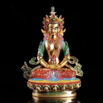 Статуя богини богатства и удачи, раскрашенная вручную для медитации Амитаюса Амитабхи