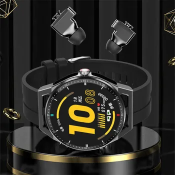 Умные часы T20 Используют затычки для ушей TWS с двумя беспроводными наушниками в сочетании со стереомузыкальным проигрывателем Hi-Fi для фитнеса наушников