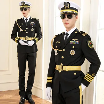 Униформа моряка, однорядный костюм на 4 пуговицах, деловой приталенный профессиональный официальный наряд, Стандартная свадебная форма капитана службы безопасности.