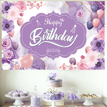 Фиолетовый Баллонный фон для Дня рождения Декоративный Цветок Украшение Вечеринки по случаю Дня рождения для девочки Фон торта для душа ребенка Декор 2023