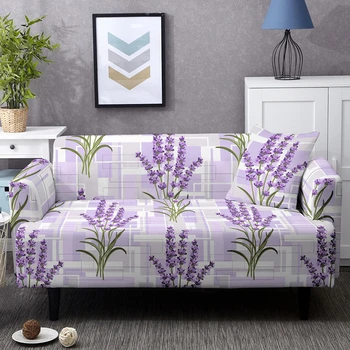 Фиолетовый Элегантный Лавандовый чехол для дивана для гостиной, эластичные секционные L-образные чехлы для диванов на 1/2/3/4 места, защита мебели