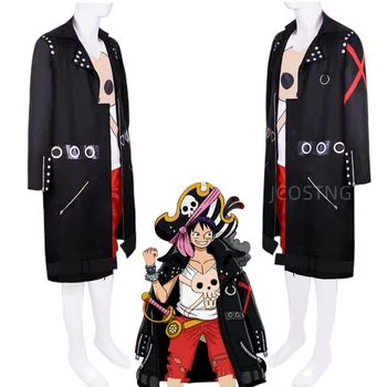 Хит продаж аниме-фильма ONE PIECE Luffy, полный комплект, топ, брюки, пальто, Унисекс, костюм для косплея на Хэллоуин для взрослых, Сценическое представление