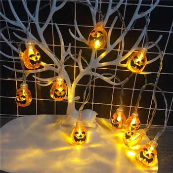 Хэллоуин Пасхальный светодиодный светильник с тыквенным черепом, струнный бар, украшение вечеринки, батарейный блок, цветные фонари