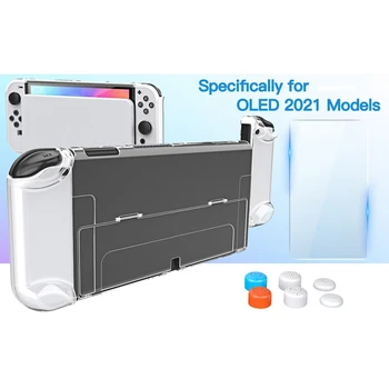 Чехол, Подключаемый к модели Nintendo Switch OLED, Прозрачная Защитная крышка ПК С заглушкой для большого пальца Для Joy-Con Switch OLED