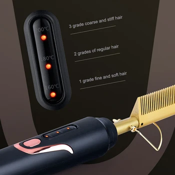 Электрическая медная расческа быстрого моделирования для выпрямления волос с защитой от ожогов